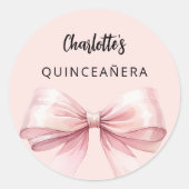 Sticker Rond Quinceanera rose bow (Devant)