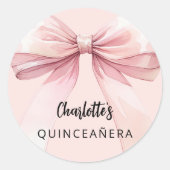 Sticker Rond Quinceanera rose bow (Devant)