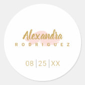 Sticker Rond Quinceanera rose et or (Devant)