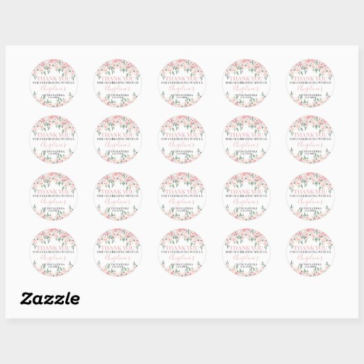 Sticker Rond Quinceañera Rose Fleurie (Feuille)