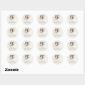 Sticker Rond Quinceanera rose Floral Rustique Blush 15e anniver (Feuille)