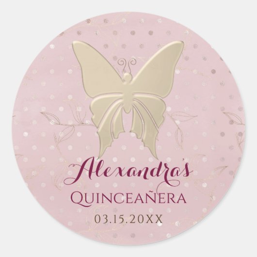 Sticker Rond Quinceanera rose pâle (Devant)