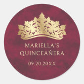 Sticker Rond Quinceanera rouge Tiara Crown (Devant)
