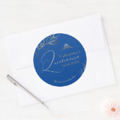Sticker Rond Quinceañera Royal Blue Floral (Enveloppe)