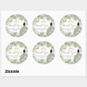 Sticker Rond Quinceañera Sage Vert Floral Brown Princesse Favor (Feuille)