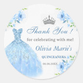 Sticker Rond Quinceanera Silver Blue Floral Gown (Devant)