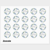 Sticker Rond Quinceanera Silver Tiara Bleu clair Floral (Feuille)