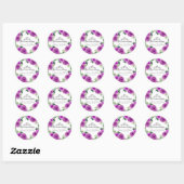 Sticker Rond Quinceanera Silver Tiara Purple Floral (Feuille)