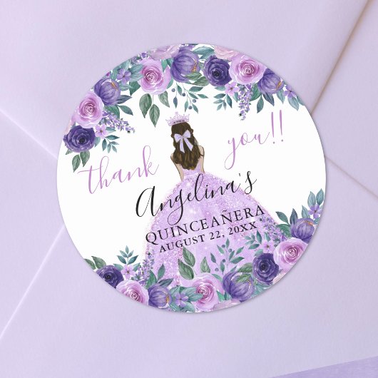 Sticker Rond Quinceanera violet de Merci floral