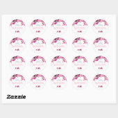 Sticker Rond Quinceanera violet et rose (Feuille)