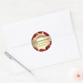 Sticker Rond Quinze ans Fleurs Rouges Or (Enveloppe)