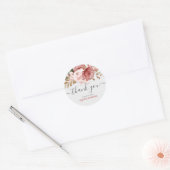 Sticker Rond Quinze ans Rose Fleurs Rose Foncé 15e Anniversaire (Enveloppe)