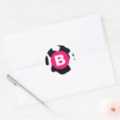 Sticker Rond Quirky Cow Patch Pattern Pink Monogram (Enveloppe)