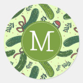 Sticker Rond Quirky Festive Pickles de Noël Motif (Devant)