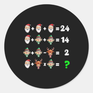 Sticker Rond Quiz sur l'ordre des opérations Noël Mathématiques