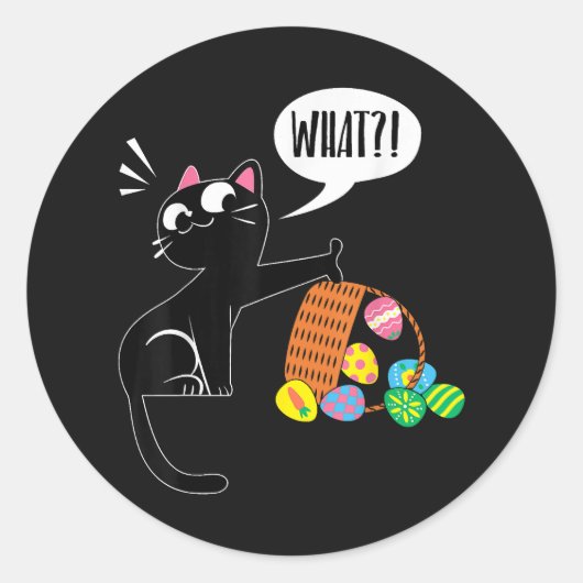 Sticker Rond QUOI ! Chat de Pâques (Devant)