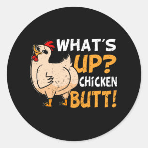 Sticker Rond Quoi de neuf Beurre de poulet amusant Beurre de po