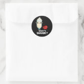 Sticker Rond Quoi de Shakin Funny Cherry Milkshake Pun Dark BG (Sac)