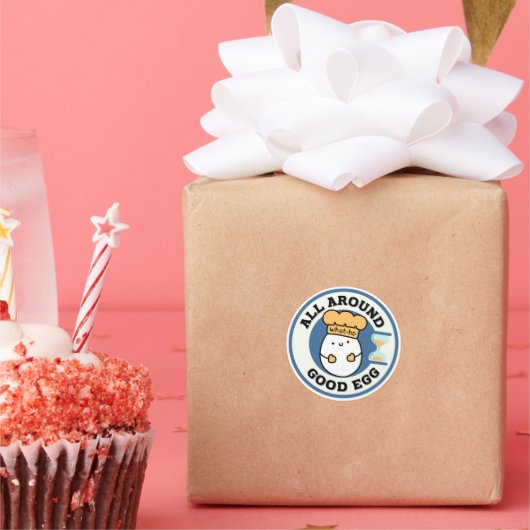 Sticker Rond Quoi, Tout Autour D'Un Bon Oeuf (Fête)