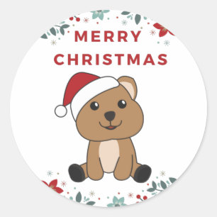 Sticker Rond Quokka Christmas Snow Winter Animaux Quokkas Class