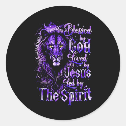Sticker Rond Quote Blessed By God Loved By Jesus Led By The Sri (Devant)