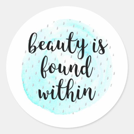Sticker Rond Quote de beauté aquarelle (Devant)