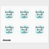 Sticker Rond Quote de beauté aquarelle (Feuille)
