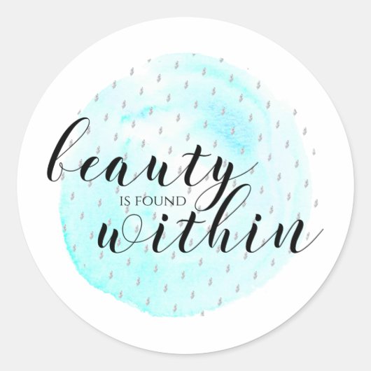 Sticker Rond Quote de beauté aquarelle (Devant)