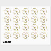 Sticker Rond R Enveloppe Or Monogramme Faux Ou Sceau Favorisé (Feuille)