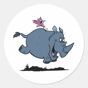 Sticker Rond R est pour le rhinocéros