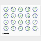 Sticker Rond R Monogramme (bleu marine/cercle de points verts d (Feuille)