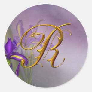 Sticker Rond R monogramme Iris Dream