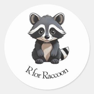 Sticker Rond R pour Raccoon