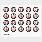 Sticker Rond RAB Rockabilly Cherries Coeur Empreinte de léopard (Feuille)