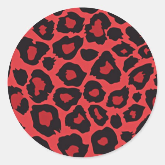 Sticker Rond RAB Rockabilly Imprimé Léopard Rouge Noir (Devant)