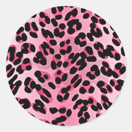 Sticker Rond RAB Rockabilly Pink Cheetah Imprimer (Devant)