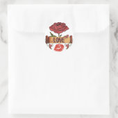 Sticker Rond RAB Rockabilly Roses, Love & Lipstick (Sac)