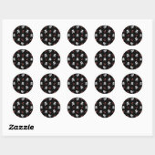 Sticker Rond RAB Rockabilly Skuls et Cerises sur Noir (Feuille)