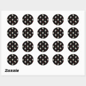 Sticker Rond RAB Rockabilly Sugar Skulls Roses On Black (Feuille)