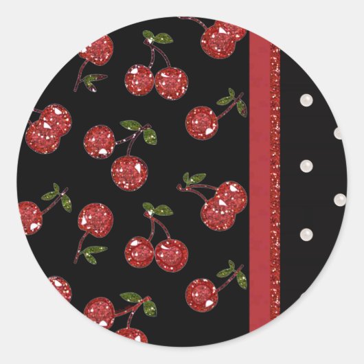 Sticker Rond RAB Rockabilly très cerise cerises Noir (Devant)