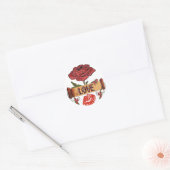 Sticker Rond RAB Rockabilly Valentine Roses, Love & Lipstick (Enveloppe)