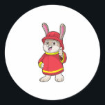 Sticker Rond Rabbit as Firefighter with Helmet<br><div class="desc">This design is the perfect gift for a birthday,  Christmas and other celebrations. It is suitable for women,  men and kids.</div>