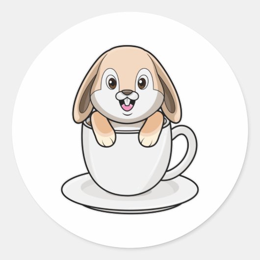 Sticker Rond Rabbit avec café (Devant)