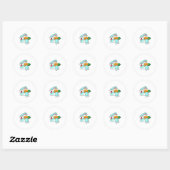 Sticker Rond Rabbit avec carotte comme fusée (Feuille)