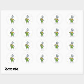 Sticker Rond Rabbit comme coiffeur avec sèche-cheveux (Feuille)