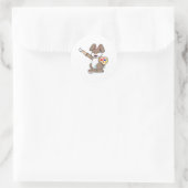 Sticker Rond Rabbit comme peintre avec pinceau et peinture (Sac)