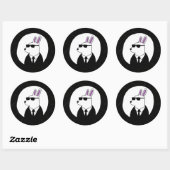 Sticker Rond Rabbit élégant dans un Art numérique de costume (Feuille)