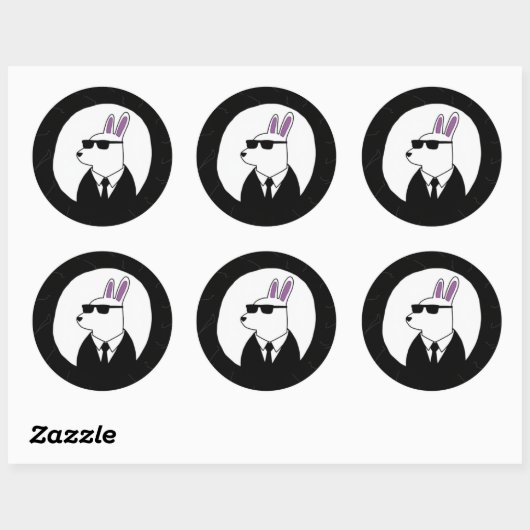 Sticker Rond Rabbit élégant dans un Art numérique de costume (Feuille)