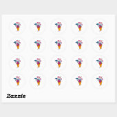 Sticker Rond Rabbit en coiffeur avec sèche-cheveux & peigne (Feuille)