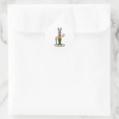 Sticker Rond Rabbit en Gentleman avec canne (Sac)